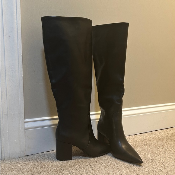 Steve Madden Black Over-the-Knee Pointed-Toe Boots - Picture 2 of 3